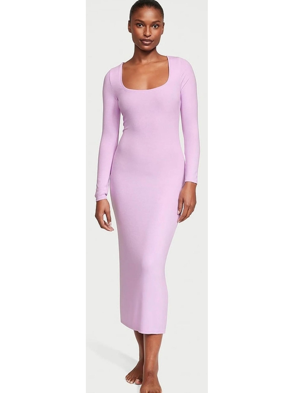 Victoria's Secret Long-Sleeve Scoop Neck Maxi Dress in Lilac